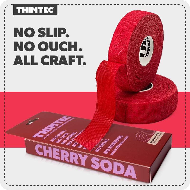 THIMTEC - The Original Thimble Tape for Hand Sewing - Fully Adjustable Nail & Finger Protector - A Smarter Alternative to Classic Knitting Thimbles - Cherry Soda, 2-Pack - Image 2